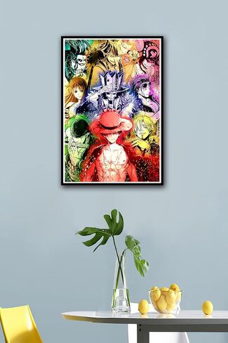 Monkey D. Luffy Straw hat team poster Japan Anime Canvas Wall Art for Living Room Bedroom Wall Decor Anime Commemorative posters Art 16x24 inch，No Frame in Saudi Arabia