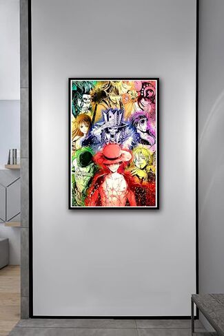 Monkey D. Luffy Straw hat team poster Japan Anime Canvas Wall Art for Living Room Bedroom Wall Decor Anime Commemorative posters Art 16x24 inch，No Frame in Saudi Arabia