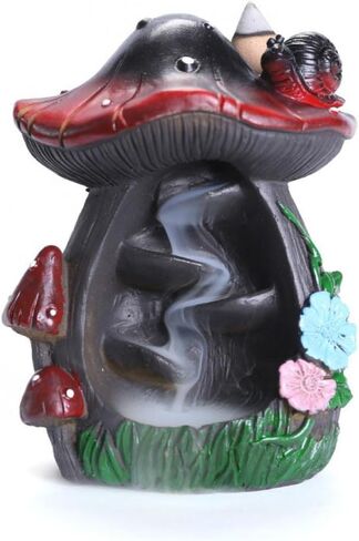 مبخرة بتدفق خلفي من جيسي مشروم مع 30 عصا بخور، ديكور كوخ لطيف حامل بخور شلال 20 مخاريط بخور شلال مطورة، ملاقط، حصيرة مكتب المنزل in Kuwait