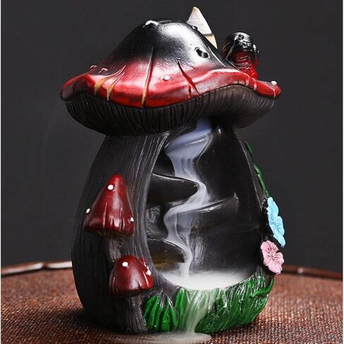 مبخرة بتدفق خلفي من جيسي مشروم مع 30 عصا بخور، ديكور كوخ لطيف حامل بخور شلال 20 مخاريط بخور شلال مطورة، ملاقط، حصيرة مكتب المنزل in Kuwait