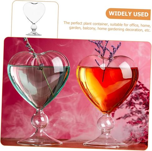 Zerodeko Heart Glass Hydroponic Vase, Transparent, 6.3x6.3x8.1 inches, for Indoor Decoration and Gift in Saudi Arabia