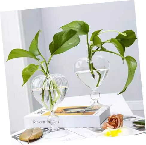 Zerodeko Heart Glass Hydroponic Vase, Transparent, 6.3x6.3x8.1 inches, for Indoor Decoration and Gift in Saudi Arabia