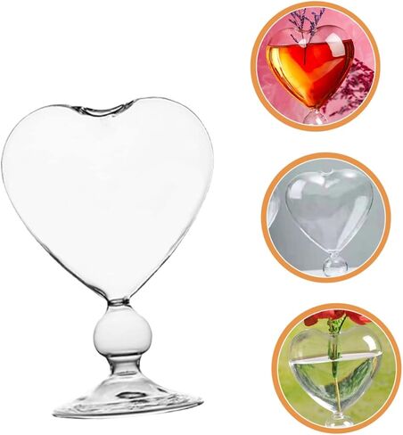 Zerodeko Heart Glass Hydroponic Vase, Transparent, 6.3x6.3x8.1 inches, for Indoor Decoration and Gift in Saudi Arabia