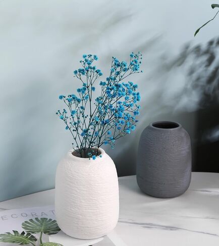 Grey Ceramic Vases, Textured Modern Vases, Home Decor Vases, Suitable for All Kinds of Places, Can Also Be Used As Gifts for Others, Independence Day and Other Festivals. (Grey Blue) in Saudi Arabia