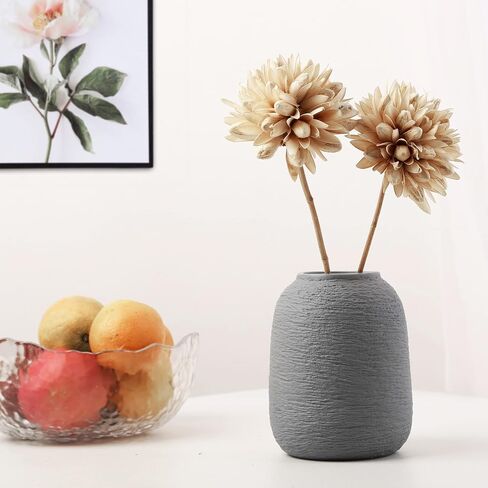 Grey Ceramic Vases, Textured Modern Vases, Home Decor Vases, Suitable for All Kinds of Places, Can Also Be Used As Gifts for Others, Independence Day and Other Festivals. (Grey Blue) in Saudi Arabia