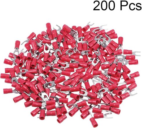 Uxcell 200 قطعة SV2-4M معزول شوكة بأسمائها الحقيقية U-نوع سلك موصل محطة تجعيد كهربائية 16-14AWG أحمر in Saudi Arabia