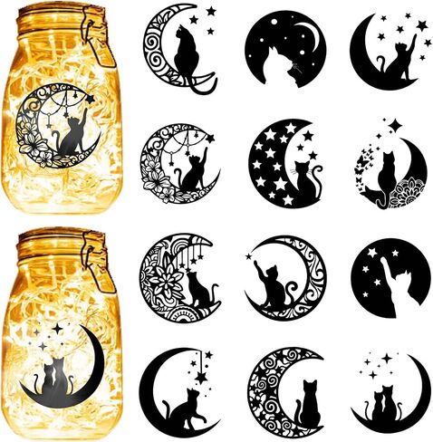 CREATCABIN 12Pcs Fairy Angel Silhouettes Mason Jar Decor Mushroom Laser Cut Cardboard Scrapbook Cutouts Die Cuts PVC for DIY Crafting Lantern Jars Wall Painting Window Glass 3.9x3.5Inch-No Sticker in Saudi Arabia