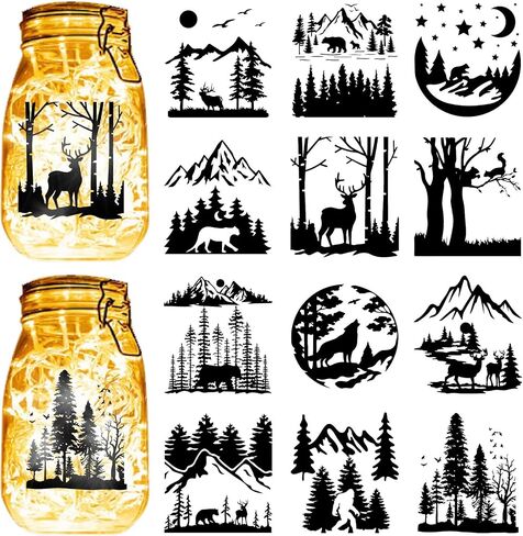 CREATCABIN 12Pcs Fairy Angel Silhouettes Mason Jar Decor Mushroom Laser Cut Cardboard Scrapbook Cutouts Die Cuts PVC for DIY Crafting Lantern Jars Wall Painting Window Glass 3.9x3.5Inch-No Sticker in Saudi Arabia