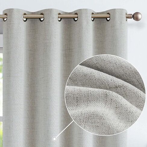 ستائر تعتيم jinchan بنسبة 80% لغرفة النوم، ستائر من الكتان بطول 63 بوصة، مجموعة من لوحتين، ستائر معزولة حراريًا لغرفة المعيشة، علاجات النوافذ العلوية، بيج رمادي مرقط in Kuwait