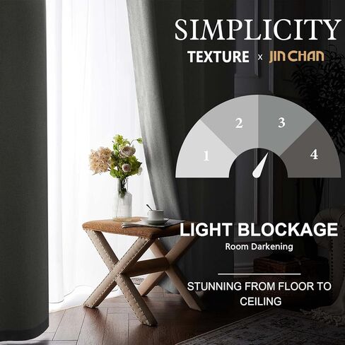 ستائر تعتيم jinchan بنسبة 80% لغرفة النوم، ستائر من الكتان بطول 63 بوصة، مجموعة من لوحتين، ستائر معزولة حراريًا لغرفة المعيشة، علاجات النوافذ العلوية، بيج رمادي مرقط in Kuwait