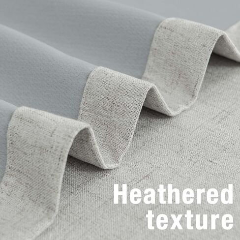 ستائر تعتيم jinchan بنسبة 80% لغرفة النوم، ستائر من الكتان بطول 63 بوصة، مجموعة من لوحتين، ستائر معزولة حراريًا لغرفة المعيشة، علاجات النوافذ العلوية، بيج رمادي مرقط in Kuwait