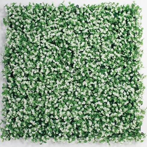 Artificial Boxwood Green Wall Panels 10" x 10" Pack of 48 - Outdoor and Indoor Decoration - Vertical Garden - Decorative Wall - Decorative Mesh for Wall - Home Decoration (White) in Saudi Arabia