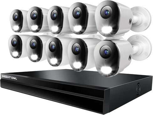 Night Owl Power Over Ethernet 24 Channel NVR Video Home Security Camera System with (9) Wired IP 4K HD Indoor/Outdoor Deterrence Cameras and 4TB Hard Drive (Add up to 8 Wi-Fi Cameras) in Saudi Arabia