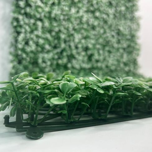 Artificial Boxwood Green Wall Panels 10" x 10" Pack of 48 - Outdoor and Indoor Decoration - Vertical Garden - Decorative Wall - Decorative Mesh for Wall - Home Decoration (White) in Saudi Arabia