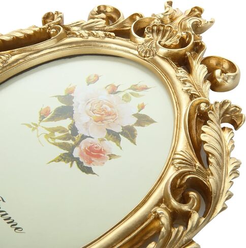 2 حزمة إطار صورة بيضاوي عتيق مقاس 5x7 بوصة إطارات صور ذهبية عتيقة، إطار صورة من الراتنج مع زجاج عالي الدقة لديكور المنزل، معرض الصور، الفن in Kuwait