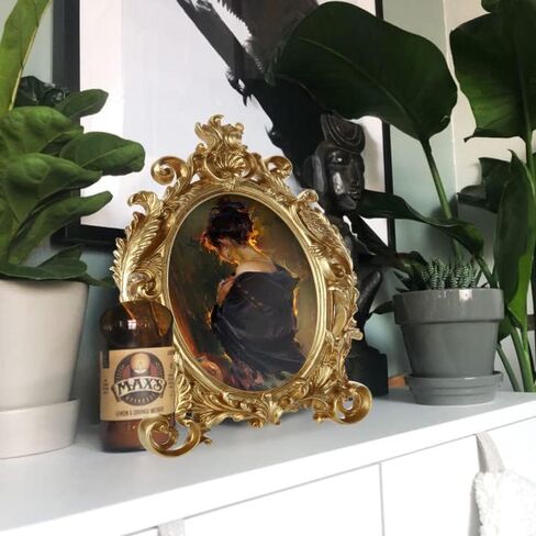 2 حزمة إطار صورة بيضاوي عتيق مقاس 5x7 بوصة إطارات صور ذهبية عتيقة، إطار صورة من الراتنج مع زجاج عالي الدقة لديكور المنزل، معرض الصور، الفن in Kuwait