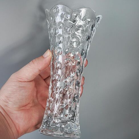 مزهرية زجاجية شفافة مقاس 7.5 بوصة، مزهرية صغيرة من الكريستال الشفاف، مزهرية حديثة للطاولة المركزية، مكتب داخلي، ديكور منزلي، مزهرية مزخرفة، هدية للنساء in Kuwait