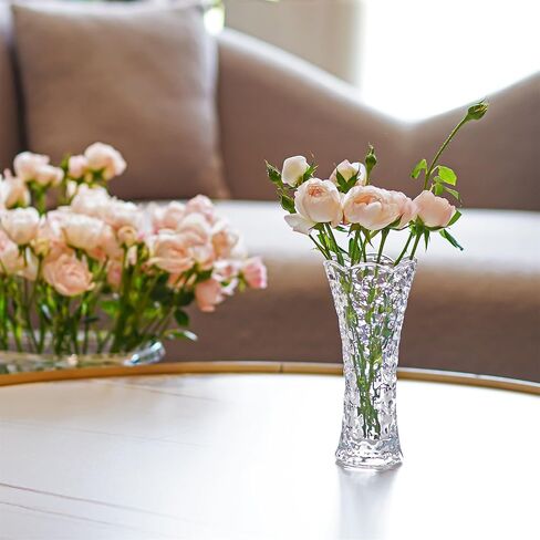 مزهرية زجاجية شفافة مقاس 7.5 بوصة، مزهرية صغيرة من الكريستال الشفاف، مزهرية حديثة للطاولة المركزية، مكتب داخلي، ديكور منزلي، مزهرية مزخرفة، هدية للنساء in Kuwait