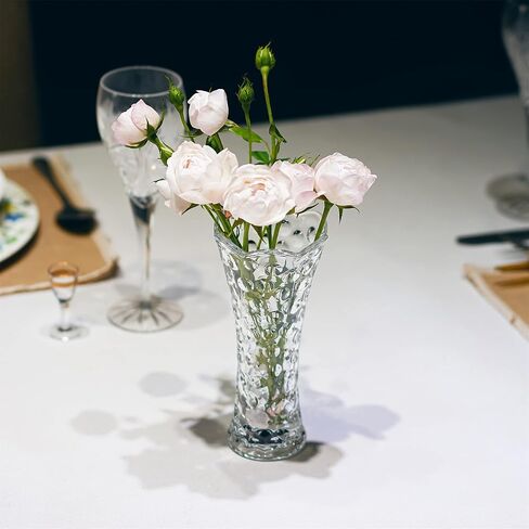 مزهرية زجاجية شفافة مقاس 7.5 بوصة، مزهرية صغيرة من الكريستال الشفاف، مزهرية حديثة للطاولة المركزية، مكتب داخلي، ديكور منزلي، مزهرية مزخرفة، هدية للنساء in Kuwait