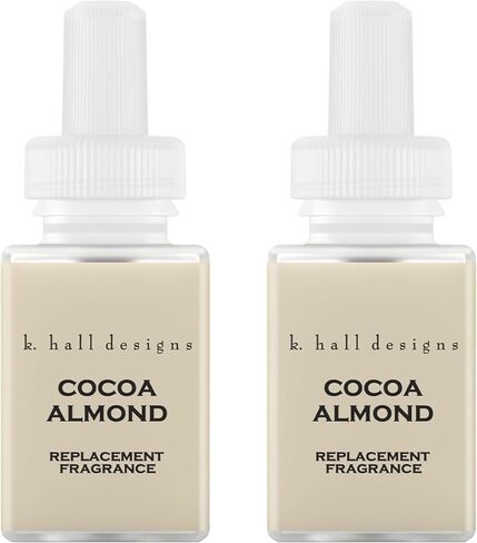 Pura & K. Hall Designs Home Scent Refill - عطر موزع هواء المنزل الذكي - ما يصل إلى 120 ساعة من العطر المميز لكل عبوة - أساسيات منزلية - عطر موزع نظيف - عبوتان، لوز الكاكاو in Kuwait