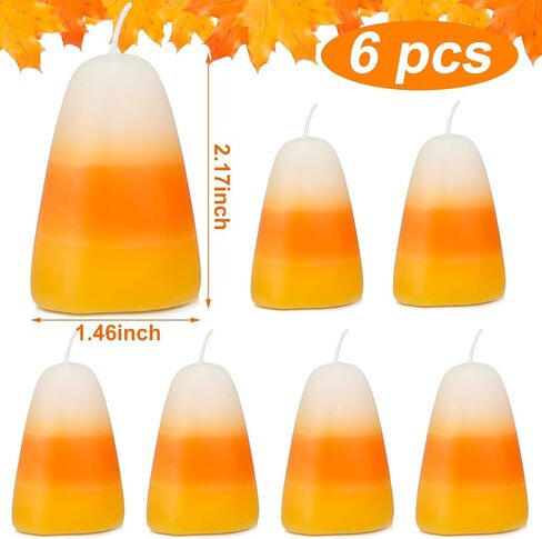 MTLEE 6 Pcs Fall Candles Thanksgiving Candy Corn Colored Votive Candles Unscented Taper Pillar Candy Corn Shape Candles Bulk for Autumn Home Wedding Harvest Party, Yellow Orange and White in Saudi Arabia