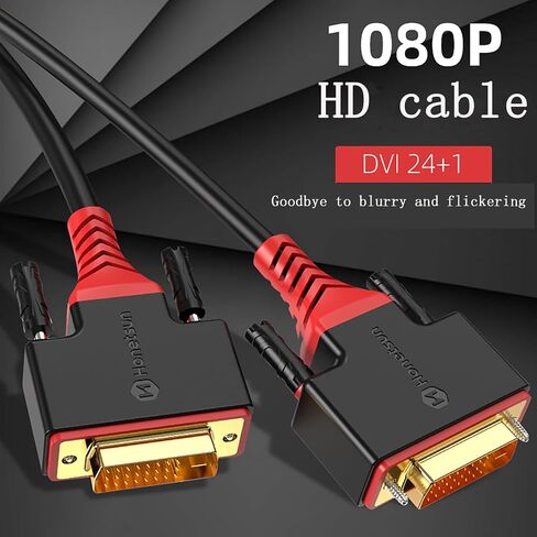DVI to DVI 26ft Monitor Cable Adapter, DVI-D24+1 Dual Link Gold-Plated Cable Converter with Ferrite Ring for PCs, TVs, Game Consoles, and Projectors - Supports 1080p Full HD at 60Hz in Saudi Arabia