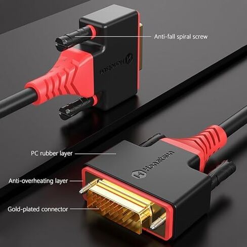 DVI to DVI 26ft Monitor Cable Adapter, DVI-D24+1 Dual Link Gold-Plated Cable Converter with Ferrite Ring for PCs, TVs, Game Consoles, and Projectors - Supports 1080p Full HD at 60Hz in Saudi Arabia