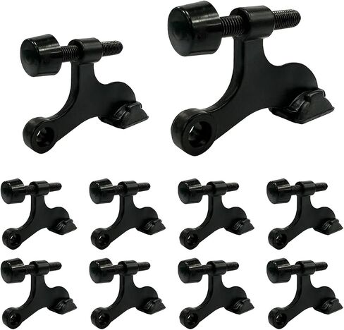 10 Pack Hinge Door Stoppers, Heavy Duty Door Stopper Hinge, Rubber Bumper Tips, Zinc Alloy (Black) in Saudi Arabia