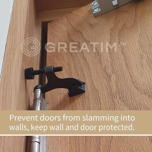 10 Pack Hinge Door Stoppers, Heavy Duty Door Stopper Hinge, Rubber Bumper Tips, Zinc Alloy (Black) in Saudi Arabia