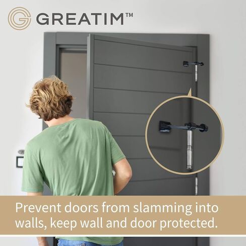 10 Pack Hinge Door Stoppers, Heavy Duty Door Stopper Hinge, Rubber Bumper Tips, Zinc Alloy (Black) in Saudi Arabia