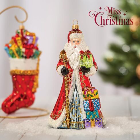 Miss Christmas 2024 Collection Festive Santa 7.5-Inch Blown Glass Christmas Tree Ornament (Classic Santa with Gifts) in Saudi Arabia