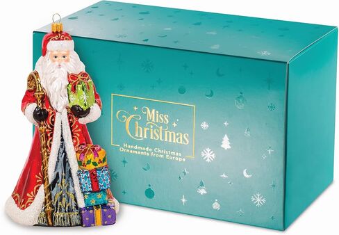 Miss Christmas 2024 Collection Festive Santa 7.5-Inch Blown Glass Christmas Tree Ornament (Classic Santa with Gifts) in Saudi Arabia