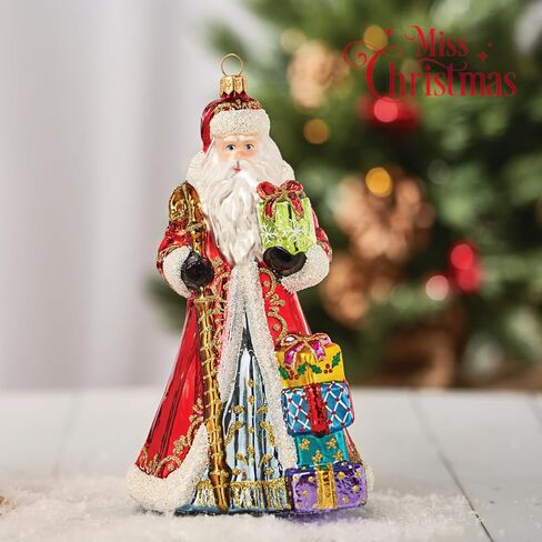 Miss Christmas 2024 Collection Festive Santa 7.5-Inch Blown Glass Christmas Tree Ornament (Classic Santa with Gifts) in Saudi Arabia