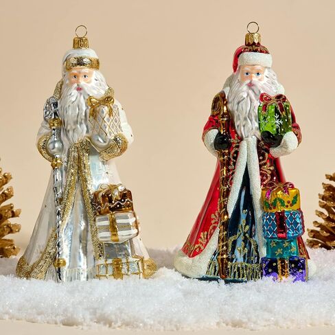Miss Christmas 2024 Collection Festive Santa 7.5-Inch Blown Glass Christmas Tree Ornament (Classic Santa with Gifts) in Saudi Arabia