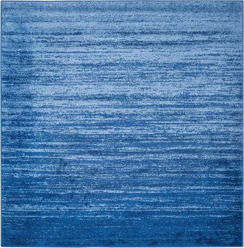 SAFAVIEH Adirondack Collection Area Rug - 8' Square, Light Blue & Dark Blue, Modern Ombre Design, Non-Shedding & Easy Care, Ideal for High Traffic Areas in Living Room, Bedroom (ADR113F) in Saudi Arabia