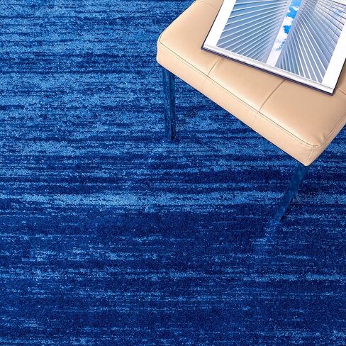 SAFAVIEH Adirondack Collection Area Rug - 8' Square, Light Blue & Dark Blue, Modern Ombre Design, Non-Shedding & Easy Care, Ideal for High Traffic Areas in Living Room, Bedroom (ADR113F) in Saudi Arabia