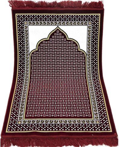 Modefa Turkish Islamic Prayer Rug - Thin & Lightweight Velvet Praying Carpet - Soft Muslim Praying Mat Janamaz - Ramadan or Eid Gift for Men & Women - with Car Hanger - Dancing Rose Vine (Green) in Kuwait