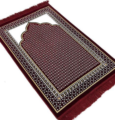Modefa Turkish Islamic Prayer Rug - Thin & Lightweight Velvet Praying Carpet - Soft Muslim Praying Mat Janamaz - Ramadan or Eid Gift for Men & Women - with Car Hanger - Dancing Rose Vine (Green) in Kuwait