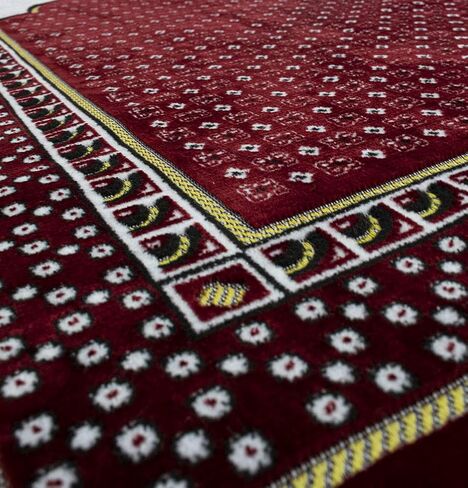 Modefa Turkish Islamic Prayer Rug - Thin & Lightweight Velvet Praying Carpet - Soft Muslim Praying Mat Janamaz - Ramadan or Eid Gift for Men & Women - with Car Hanger - Dancing Rose Vine (Green) in Kuwait