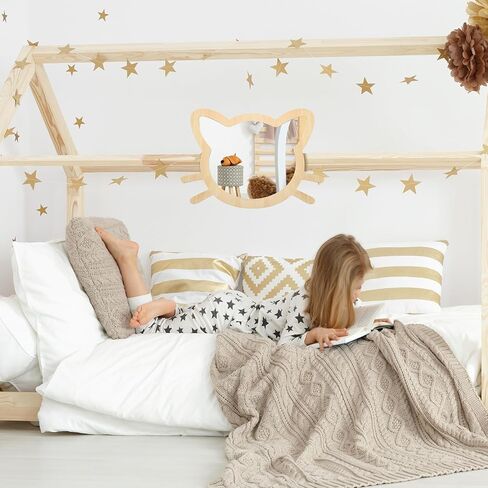 Geetery Boho ديكور الحضانة القط المرايا للأطفال معلقة مرآة الحائط لديكور الحضانة مرآة جدار الفن بوهو زخرفة لغرفة النوم غرفة المعيشة ديكور غرفة الطفل in Saudi Arabia