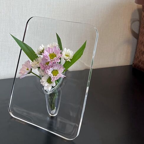 Clear Acrylic Flower Picture Photo Frame Vase for Centerpieces, Cute Bud Vase, Unique Single Flower Vase for Room Decor in Saudi Arabia