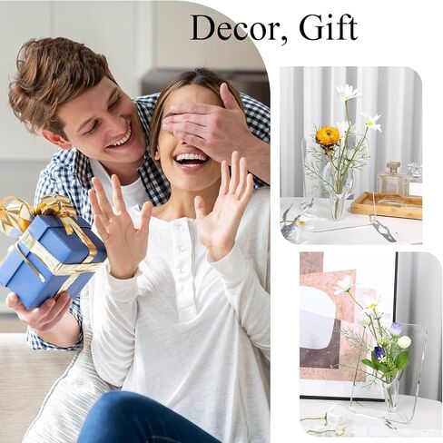 Clear Acrylic Flower Picture Photo Frame Vase for Centerpieces, Cute Bud Vase, Unique Single Flower Vase for Room Decor in Saudi Arabia