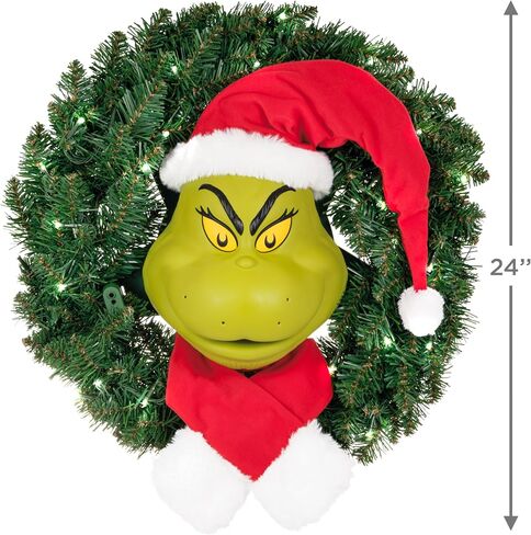 Hallmark Keepsake Christmas Wreath, Dr. Seuss's How the Grinch Stole Christmas! The Grinch Wreath With Light, Sound and Motion, Christmas Movie Gifts in Saudi Arabia