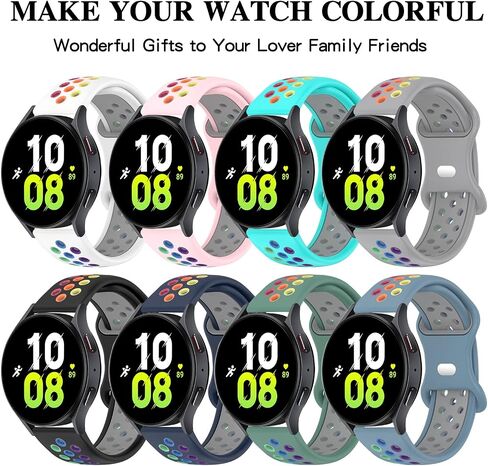 20mm Sport Bands Compatible with Samsung Galaxy Watch 4/Watch 5/Watch Active 2 40mm 44mm/Watch 5 Pro 45mm/Galaxy Watch 4 Classic 42mm 44mm,Soft Silicone Breathable Replacement Bands for Garmin Forerunner 55/158/245/645/Approach S40 Women Men in Saudi Arabia