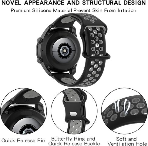 20mm Sport Bands Compatible with Samsung Galaxy Watch 4/Watch 5/Watch Active 2 40mm 44mm/Watch 5 Pro 45mm/Galaxy Watch 4 Classic 42mm 44mm,Soft Silicone Breathable Replacement Bands for Garmin Forerunner 55/158/245/645/Approach S40 Women Men in Saudi Arabia