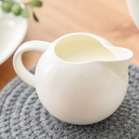 Sizikato Pure White Porcelain Sugar and Creamer Set, 14 Oz Salt Bowl with Lid and 10 Oz Creamer Pitcher in Saudi Arabia