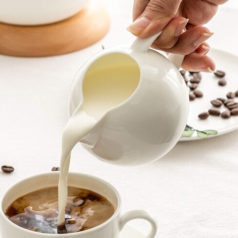 Sizikato Pure White Porcelain Sugar and Creamer Set, 14 Oz Salt Bowl with Lid and 10 Oz Creamer Pitcher in Saudi Arabia