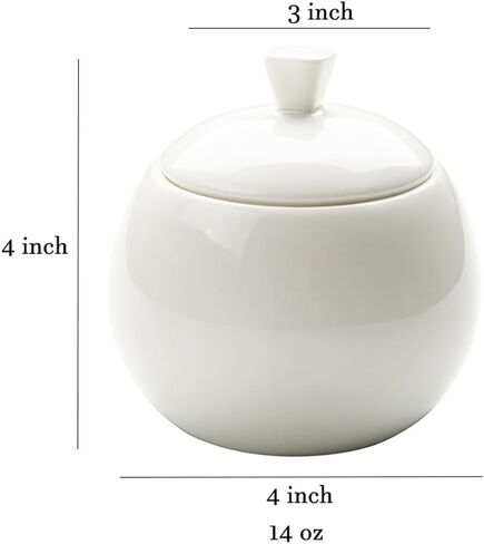 Sizikato Pure White Porcelain Sugar and Creamer Set, 14 Oz Salt Bowl with Lid and 10 Oz Creamer Pitcher in Saudi Arabia