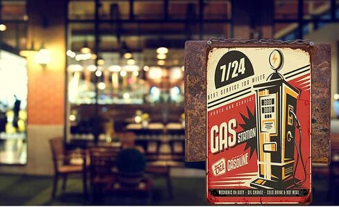AOYEGO Gas Station Tin Sign,Electric Gas Oil Auto Vintage Metal Tin Signs for Cafes Bars Pubs Shop Wall Decorative Funny Retro Signs for Men Women 8x12 Inch in Saudi Arabia