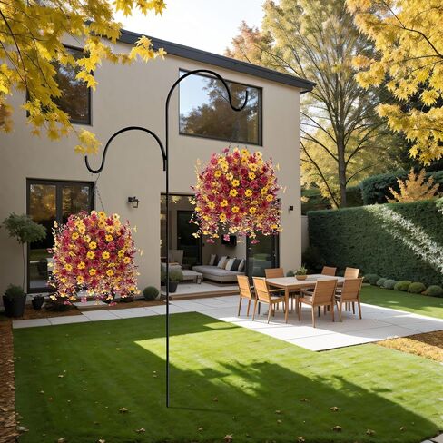 Autumn Artificial Fake Hanging Flowers Plants with Basket Fall Outdoor Decor,Faux Silk Colorful Daisy in Planter Boxwood No Fade Plastic Shrubs Decor Farmhouse Home Garden Thanksgiving(Yellow Brown) in Kuwait